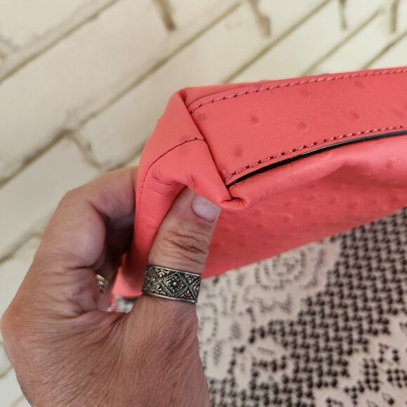 Euc Kate Spade Portola Valley Ostrich Embossed Leather Satchel Handbag - Picture 9 of 15